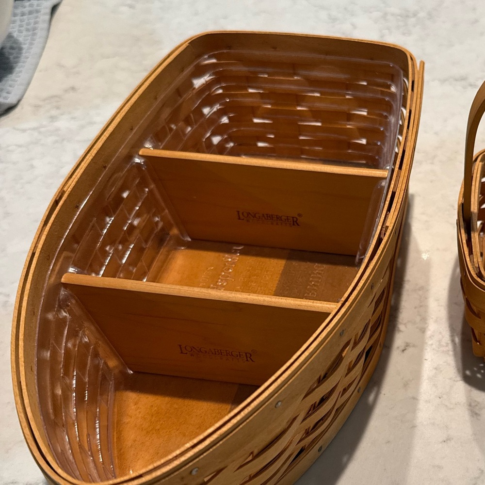 Longaberger Brown Accent Basket with Divider
